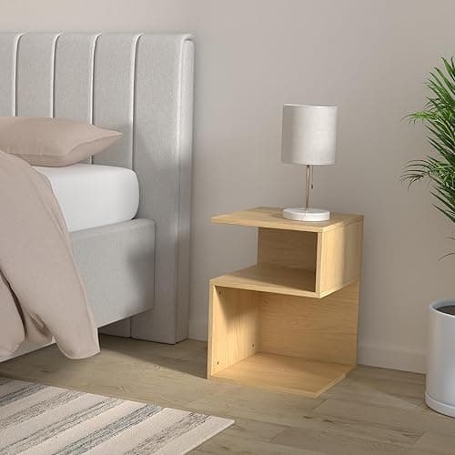 ODIKA Tokyo S Flip Minimalist 3 Tier End Table - Minimalist 3-Tier Wood Nightstand for Small Spaces with Open Storage - Japanese-Inspired Bedside Table for Bedroom (Reverse, Natural) - Standard - Ƨ - Natural thumbnail 2