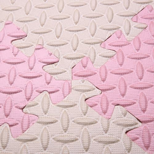 Foam Play Mat for Baby, 0.4 Inch Thick Foam Interlocking Floor Mats, Soft Non-Toxic Baby Playmat, Solid Colored Puzzle Play Mat Kids Floor Mats, 16 Tiles, Beige/Loli Pink - Beige/Loli Pink thumbnail 3