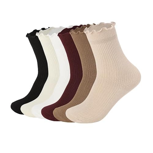 Flydo Ruffle Socks Women Cotton Socks Cute White Socks for Women Girls Lettuce Edge Socks Women Frilly Low Socks 5-10 Pack - Image 1