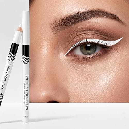 12Pcs White Eyeliner Pencils, Professional Hig|hlighter Gel Eye Liner Pencil, Soft Waterproof Eyeliner Pens for Skin Marking Eyeshadows Makeup, Easy to Colour, Gift for Mom Girl Friend thumbnail 3