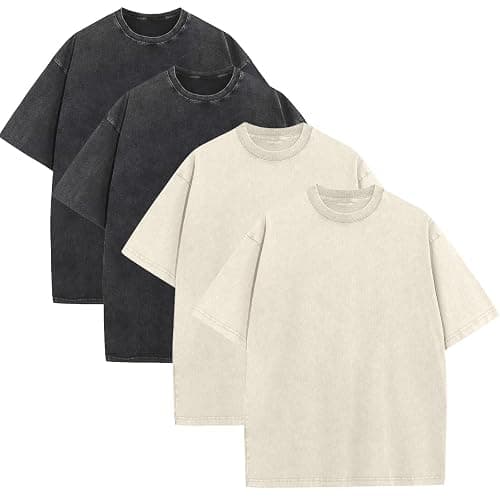 KEEPSHOWING Mens Oversized T Shirts Acid Wash Loose Fit Vintage Washed Tee Shirt Short Sleeve Streetwear Casual T-Shirts - Image 1