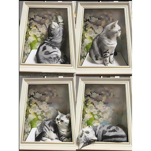 Oil Painting Cat House with Scratcher,Cat Bed Art Picture Frame Scratching Board Playing Tent Box, Assemble Kitty Couch Cave Condo Creative Pets Furniture - Kitty Living in Famous Painting thumbnail 8