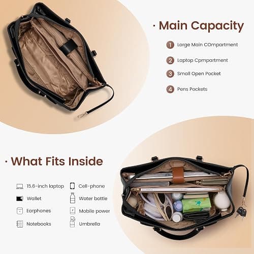 LOVEVOOK Lunch Tote Bag for Women, Laptop Bag for Work with Insulated Lunch Compartment 15.6 Inch 2 in 1 Lunch Tote Large Capacity Computer Handbag for Work, Teacher, Nurse, Office, Casual thumbnail 5