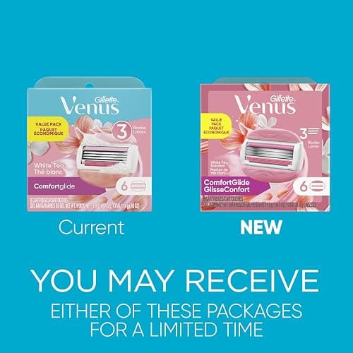 Gillette Venus ComfortGlide White Tea Women's Razor Blades, 3-Blade Razor Refills, 6 Count thumbnail 2