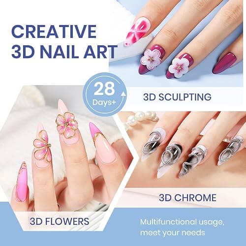 MIZHSE 2 Colors Solid Builder Gel for Nails: Non-sticky Hard 3D Sculpting Gel for Nail Art for Molding Soak Off U V LED Starter Kit DIY Home Salon thumbnail 6