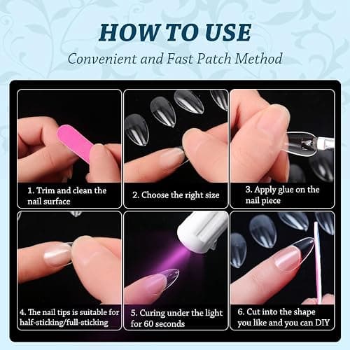 Lsnisni Short Almond Nail Tips, 288PC Gel Acrylic Nail Tips, Clear Nail Tips, Nail Supplies Suitable for Women or Girls to DIY Nails 12 Sizes For Your Choice! thumbnail 5