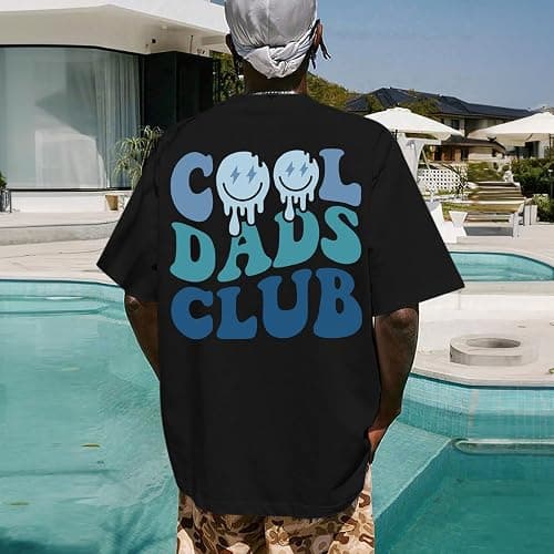 Lubpow Dad Shirt Cool Dads Club Tshirt for Men Oversized Daddy T-Shirts Funny Letter Graphic Printed Tees Father's Day Tops thumbnail 3