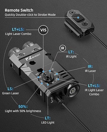 EZshoot 1600 Lumens Rifle Flashlight/IR Illuminator with Green/IR Laser 4-in-1 Combo Magnetic Rechargeable, IR Flashlight for Rifle with Remote Switch, Compatible with Picatinny and M-Rail thumbnail 4