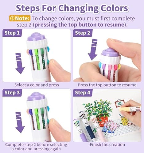 Joyask 6 Park Multicolor Pens, 10-in-1 Colored Ballpoint Pen, 57 Colors, 0.8mm Fine Point Smooth Writing, Retractable Ballpoint Pens for Office School Students Children thumbnail 5