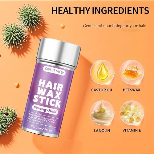 SWEET VIEW Hair Wax Stick, Flexible Hold Slick Back Hair Balm for Tame Flyaways, Frizz, Sleek Ponytails, Buns, Styling Accessory for Girls thumbnail 2