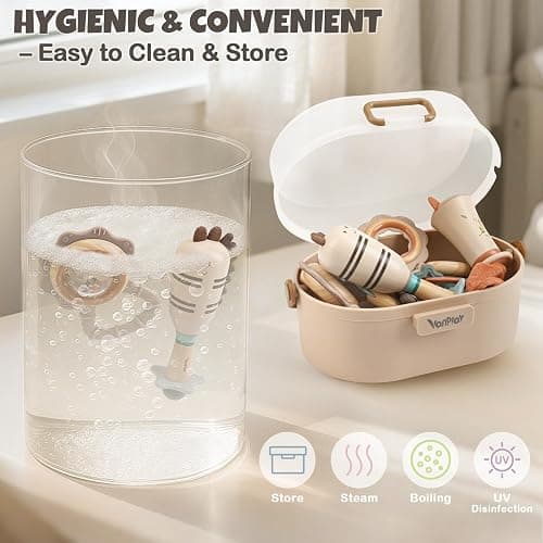 Baby Rattles & Teethers Set – Baby Toys 0-6 Months, Teething Toys 3-6 Months, Sensory Toys with Soft Textures, Gentle Sounds & Easy-Grip Shape, Neutral Newborn Gift（10-Pack） thumbnail 6