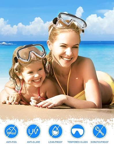 Norabidea Swim Goggles Adult Kids, Anti Fog Swimming Goggles with Nose Cover,No Leaking Clear Snorkel Dive Mask 180 Wide View Men Women Youth Boys Girls thumbnail 5