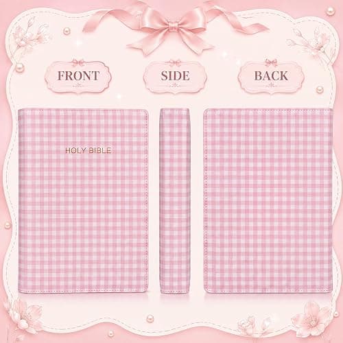 Chicplaid Gingham Bible Cover PU Leather Case for Study Bible, Pink | 9.75 x 6.75 x 2.1 Inch, Carrying Book Protector Bag, Bible Study Supplies, for Church Travel Daily Reading Christian Gift thumbnail 4