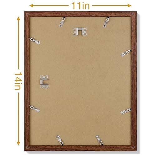 Vittanly 11x14 Picture Frames Set of 9 for Wall Mounting, Wood Grain Brown | Display Pictures 8x10 with Mat or 11x14 without Mat, Engineered Wood with Shatter Resistant Plexiglass, Gallery Photo Frames thumbnail 3