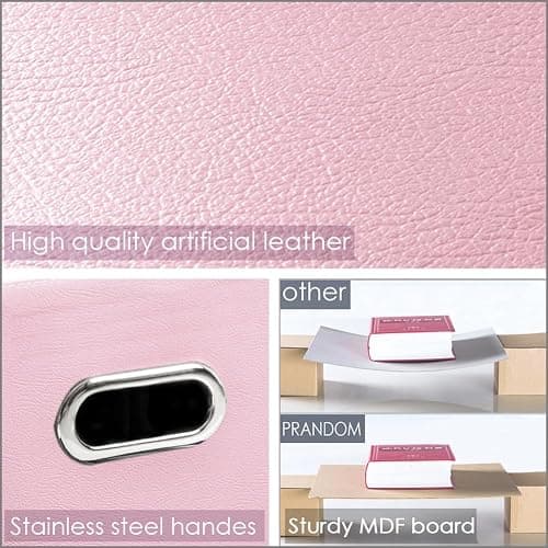 PRANDOM Leather Foldable Cube Storage Bins 11x11 inch [4-Pack] Fabric Storage Baskets Cubes Drawer with Cotton Handles Organizer for Shelves Nursery Closet Bedroom Clothes Pink thumbnail 5