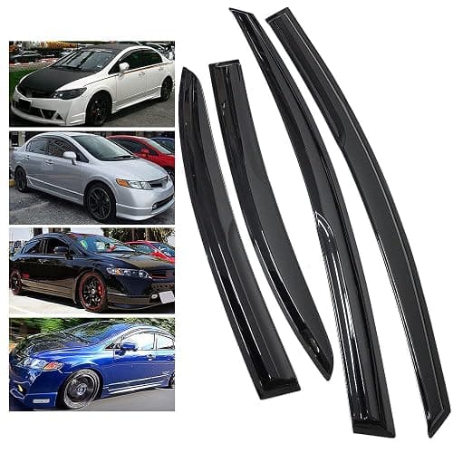ZXMOTO Rain Guards Side Window Visor Vent Outside Mount, 4PCS Fits 2006-2011 Honda Civic 4-Door Sedan thumbnail 5