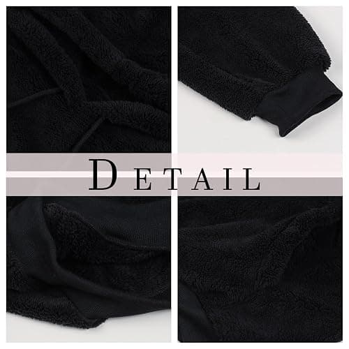 Runcati Mens Hoodie Fluffy Sherpa Hooded Jumper Fuzzy Plush Sweatshirt Teddy Fleece Kangaroo Pocket Winter Outwear thumbnail 2