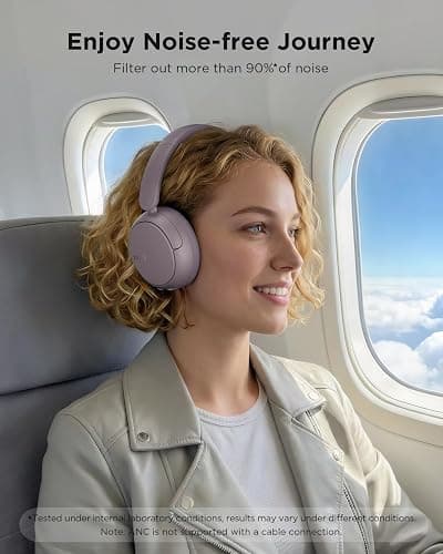 TALIX H30 Hybrid Active Noise Cancelling Headphones, 110H Playtime Hi-Res Audio Bluetooth 6.0 Wireless Over Ear ANC Headphones for Commute/Travel (Purple) thumbnail 2