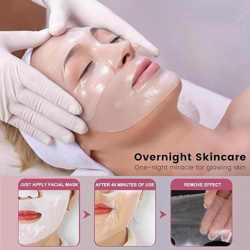 Collagen Face Mask, Bio Collagen Masks Overnight, Korean Skincare, Face Skincare, Hydrating, Sheet Overnight Beauty (5pcs) thumbnail 3