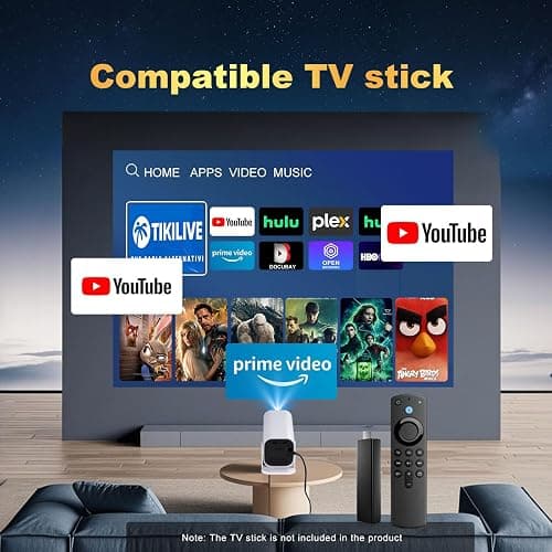 YGSKK Mini Projector with Wifi and Bluetooth, Built-in Apps,Movie Projector | Electric Focus Portable Projector, 1080P Video Projector for Bedroom, Supports Smartphone/TV Stick/iPad/PS5/Laptop/HDMI/USB thumbnail 8