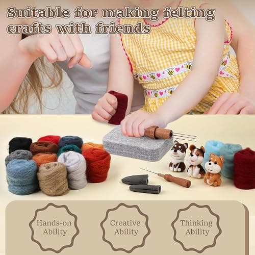 ZXIIXZ Needle Felting Kit, 24 Colors Felting Wool Kit with Felt Bag, Felting Needles, Pad, Felting Wool Bulk for DIY Needle Felting Beginner with Step by Step Instructions thumbnail 4