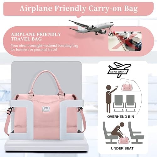 Weekender Bags for Women,Personal Item Travel Bag with Shoes Compartment,Overnight Travel Duffel Bag with Toiletry Bag thumbnail 9