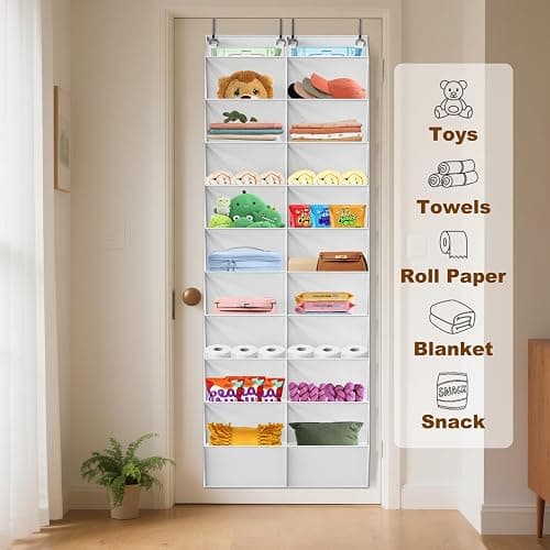 UVIAHOMI 20-30 Pairs Over the Door Shoe Organizer, Clear Pockets Hanging Shoe Storage for Closet, 10-Tier Door Shoes Rack, Handing Shoes Holder Fit All the Family's Sneakers, Boots, Heels, White thumbnail 7
