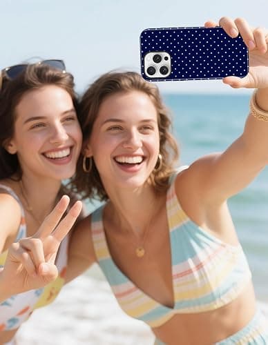 Aitipy Compatible with MagSafe Polka Dot Phone Case for iPhone 16e/17e, Cute Navy Blue Polka Dots Aesthetic Soft TPU and Hard PC Shockproof Protective Phone Cover for Women Girls-Shiny thumbnail 7