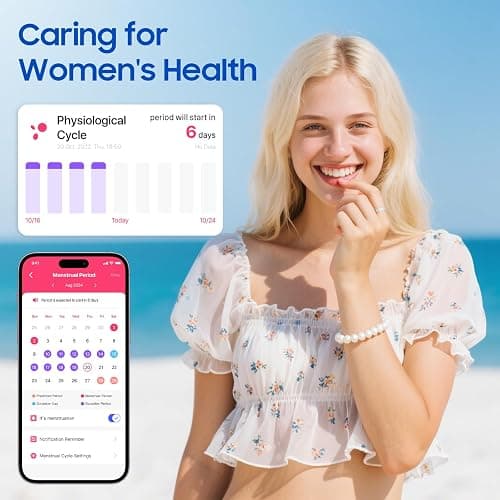 prxxhri Smart Health Ring, Featuring Stress and Sleep Monitoring Functions, Compatible with iOS and Android, Waterproof Fitness Tracker for Women & Men, No Subscription Fee. (Silver, 9) thumbnail 6