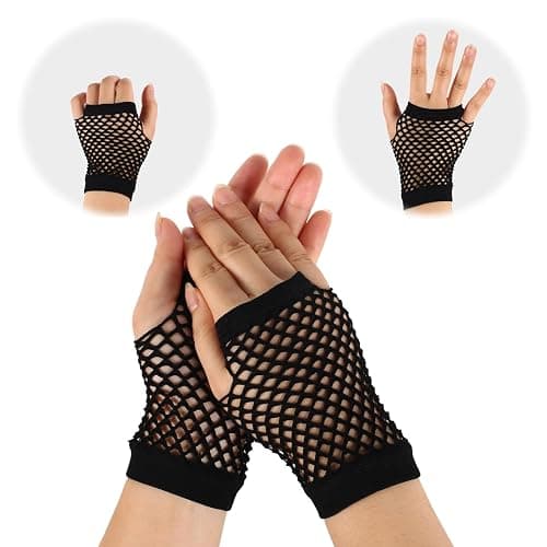 Mikovivi Short Nylon Fishnet Gloves， Fingerless Punk Accessories Cool Emo Clothes Goth Accessories for Women Halloween Party thumbnail 4