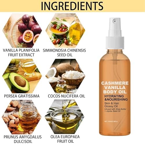 Vanilla Cashmere Body Oil, Cashmere Vanilla Body Oil, Vanilla Moisturizing & Hydrating Body Oil for All Skin Types (1 Pcs) thumbnail 7
