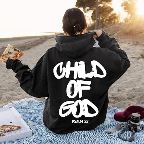 TONGCHEN I Am A Child of God Hoodies for Women Christian Religious Hoodie Child of God Psalm 23 Pullover Sweatshirt thumbnail 3