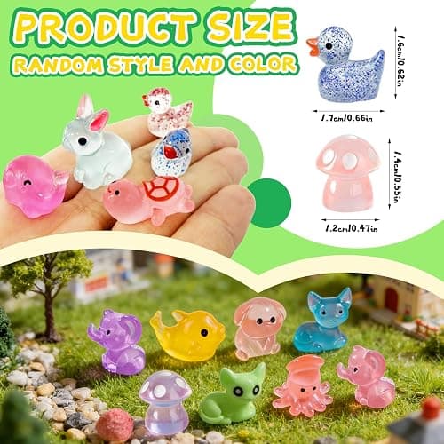 Guuozzli 200 Pcs Mini Resin Animals,Variety Little Small Figures Miniature,Tiny Resin Animals Bulk for Micro Fairy Garden Dollhouse Landscape Accessories thumbnail 3