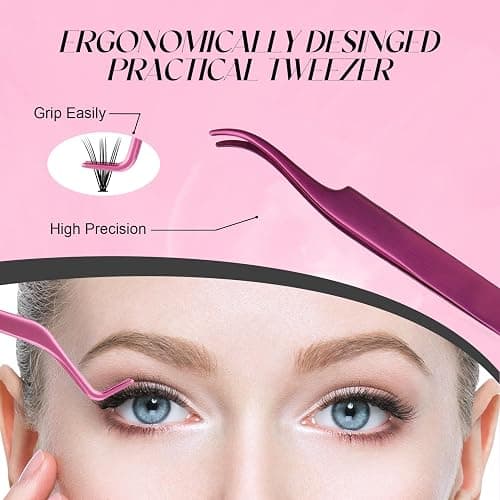 Eyelash Extension Kit Lash Bond and Seal Lash Clusters with Eyelash Tweezer Lash Glue for Individual Lashes Lash Applicator Tool for DIY Lash Extension Kit Makeup (Set 20D-0.07D, 15-20mm) thumbnail 6