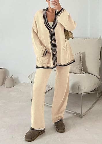 PRETTYGARDEN Lounge Sets for Women Fall 2026 Loungewear 2 Piece Outfits Cardigan Sweaters Track Suit Matching Winter Clothing thumbnail 4