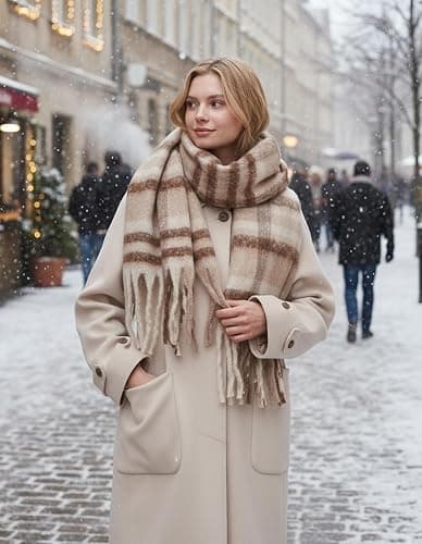 Scarf for Women Winter Warm Long Shawl Large Scarves Cold Weather Thick Blanket Scarfs Colorful Plaid thumbnail 7