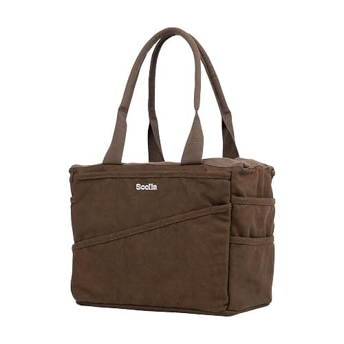 Soolla Studio Bag: Pottery Tool Bag & Craft Storage, Art Supply Organizer, Washable Tote, Knitting Yarn, Crochet Projects, 30 Pockets, 20+ Canvas Colors, Gift For Artists & Teachers (Coffee Bean) thumbnail 4