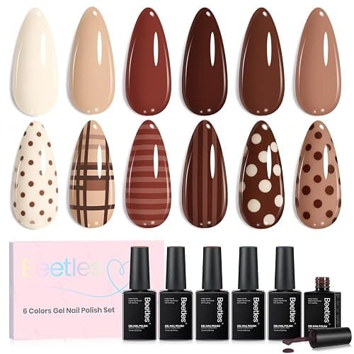 Beetles Brown Gel Polish Set, Toasty Aroma Collection, 6 Fall Colors | Nude Brown Nail Colors UV LED Lamp Salon DIY at Home Nails Gifts for Women - Image 1