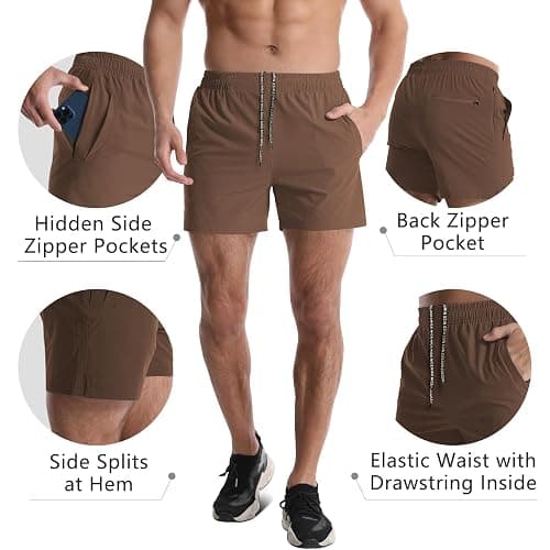 Lempue 2 Pack Mens Athletic Shorts 5 Inch Quick Dry Gym Workout Shorts Men Lightweight Sports Running Shorts with Pockets thumbnail 4
