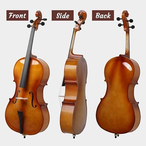 Ktaxon Full-Size Cello, Beginner Cello 4/4, Acoustic Cello Kit | Full Equipment with Portable Bag, Bow, Bridge and Rosin for Beginners | Adults & Kids String Musical (Classic Retrovert) thumbnail 7