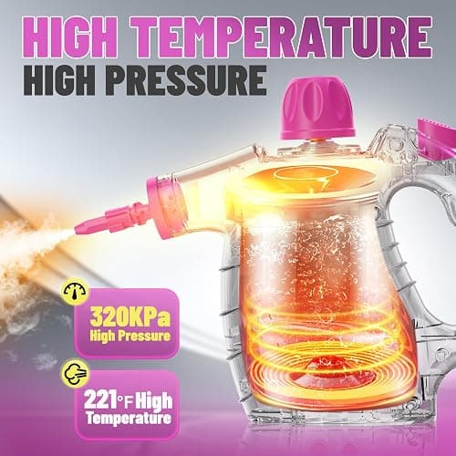 Pressurized Handheld Steam Cleaner with 10pcs Accessories&Safety Lock, Multi-Purpose Natural Deep Cleaning Steamer, Multi-Surface Steamer for Cleaning Home, Car, Upholstery, Grout and More thumbnail 4