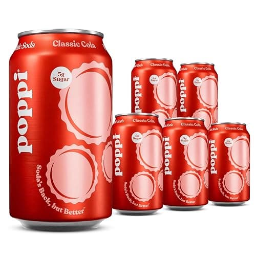 Broadway Candy Poppi Sparkling Prebiotic Soda Classic Cola Pack of 6 – Refreshing Carbonated Drink with Prebiotics for Gut Health – Naturally Flavoured Beverage with Clean Ingredients - Image 1