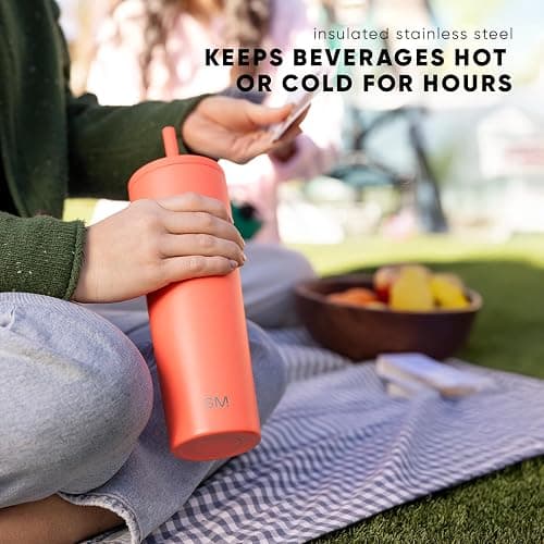 Simple Modern Insulated Tumbler with Lid and Straw | Iced Coffee Cup Reusable Stainless Steel Water Bottle Travel Mug | Gifts for Women Men Her Him | Classic Collection | 24oz | Cream Leopard thumbnail 6