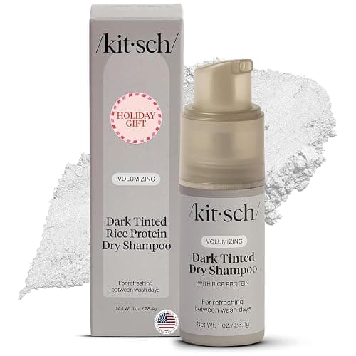 Kitsch Volumizing Rice Protein Dry Shampoo Powder - Dry Shampoo for Women & Men, Dark Hair, No White Cast, Absorbs Oil, Non-Greasy, Fragrance Free, Travel Size | Ideal Gifts for Women- Dark Tinted 1oz - Image 1