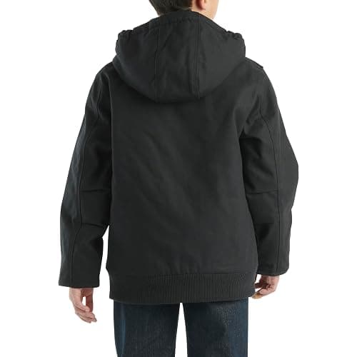 Carhartt Boys' Flannel-Lined Hooded Canvas Insulated Zip-Up Jacket thumbnail 4