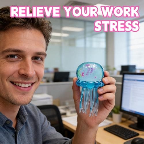 Jellyfish Squishy,Jellyfish Design Squeeze Stress Ball,Drop Malt Sugar Balls for Anxiety Stress,Sensory Toy with a Super Solid Squish for Adult (Blue) thumbnail 5