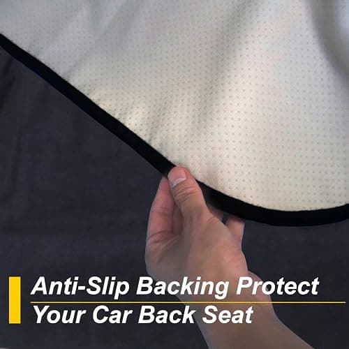 LoyaGour Back Seat Cover for Car Trucks Van SUV,Waterproof Rear Bench Towel Seat Covers for Dogs and Kids,Automotive Backseat Protector (Black) thumbnail 5