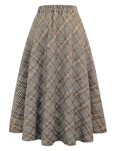 Plaid Wool Skirts A-Line Pleated thumbnail 2