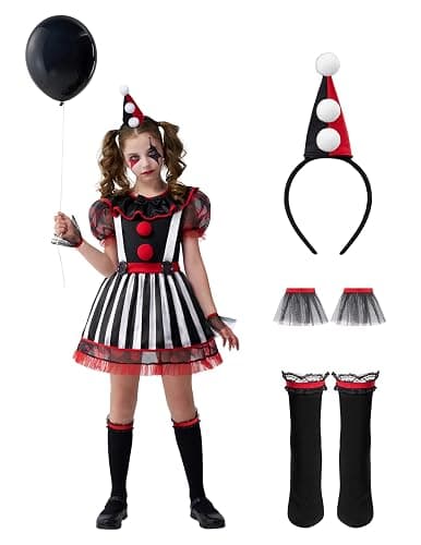 Spooktacular Creations Clown Costume for Girls, Halloween Evil Clown Costume for Kids, Halloween Role Play & Dress Up - Image 1