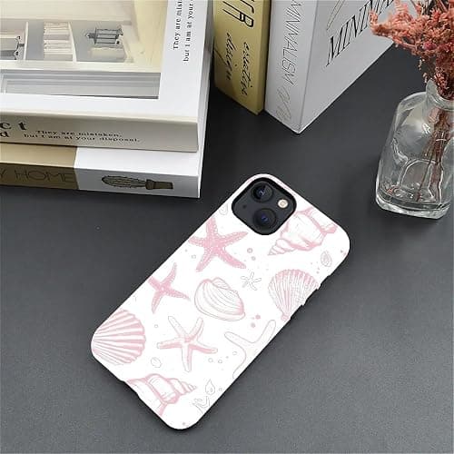 ZHEGAILIAN Case Compatible with iPhone 13/14, Cute Light Pink Shells Design Phone Case, Matte Mixed Double-Layer Hard Shell+Soft Silicone TPU Shock Protective thumbnail 6